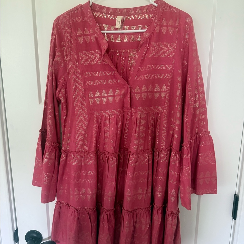 Elan Pink Geometric Tunic Top